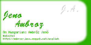 jeno ambroz business card